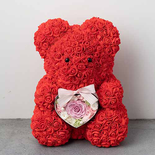幸せを呼ぶローズテディベア抱っこハートアレンジメント – How to 幸せを呼ぶローズテディベア抱っこハートアレンジメント – How to
