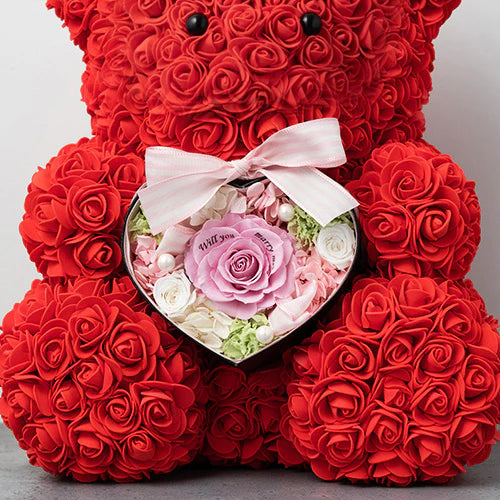 幸せを呼ぶローズテディベア抱っこハートアレンジメント – How to 幸せを呼ぶローズテディベア抱っこハートアレンジメント – How to
